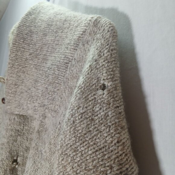 L.L. Bean Men's Wool Sweater Size Large Button Detail Beige Heather - Picture 5 of 12